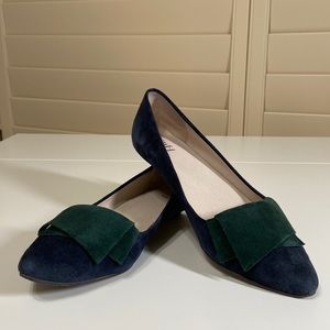 JJill navy blue and hunter green suede D’Orsay flats, 6.5